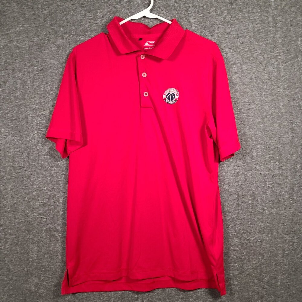 Adidas Puremotion Washington Wizards Polo Shirt Men's Medium Red Short Sleeve